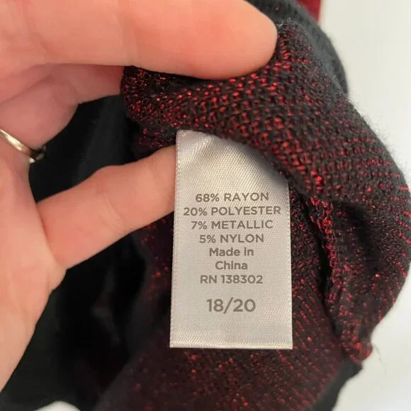 AVENUE Plus Size Red Metallic Black Ombre Twin Set Twinset Top Cardigan Sweater - Picture 7 of 11